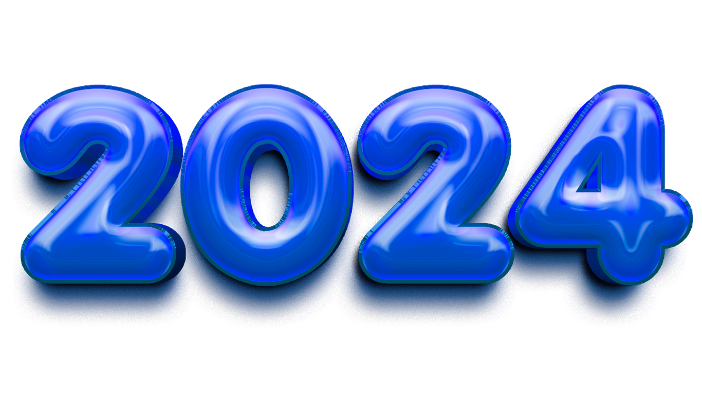 🔥 3D Blue Happy New Year 2024 PNG Images Download BackgroundDb