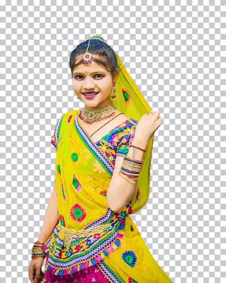 🔥 Girl In A Colorful Yellow Saree PNG Images | BackgroundDb