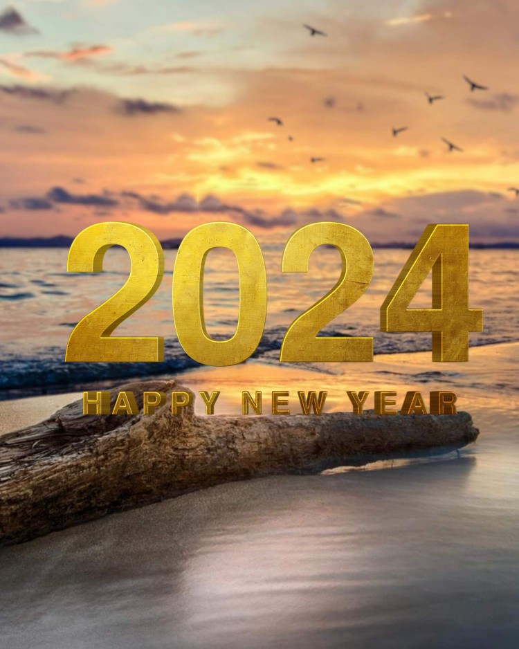 Happy New Year 2024 Beach Editing  HD Background