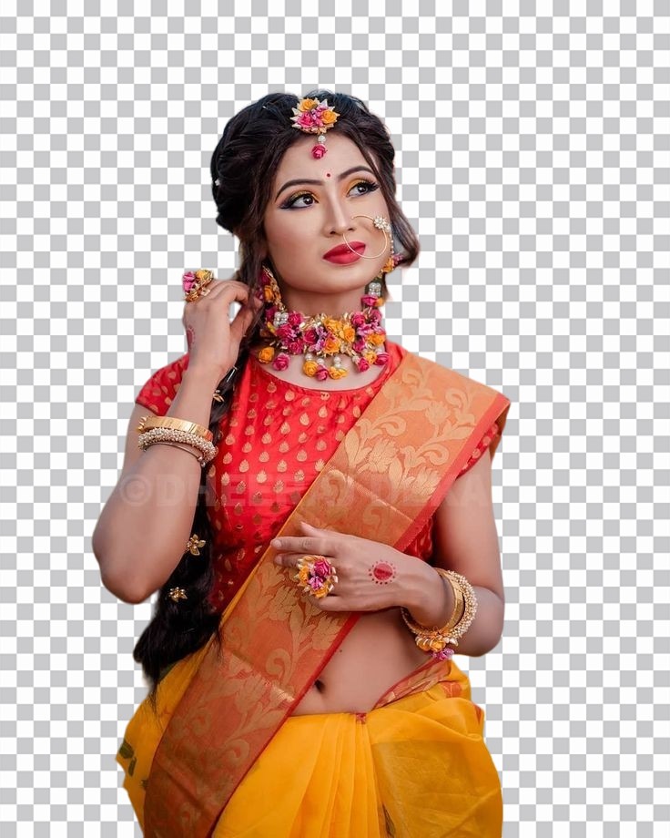 🔥 Indian Girl In A Wedding Saree PNG Images | BackgroundDb