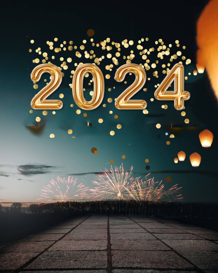 🔥 Picsart Editing Happy New Year 2024 Fireworks In Sky HD Background