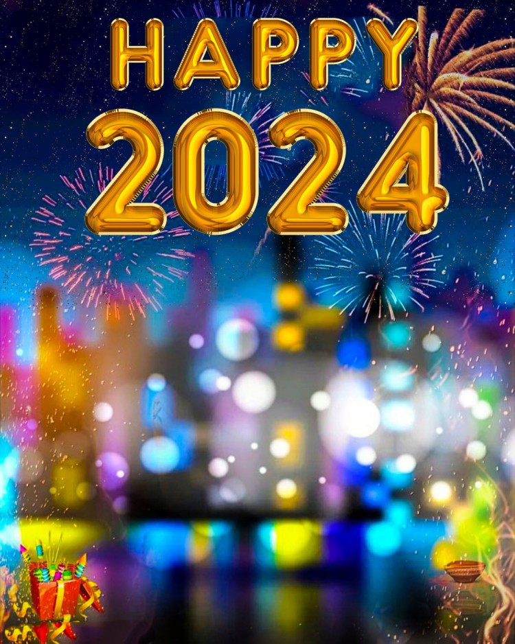 🔥 Picsart Happy New Year 2024 City Fireworks HD Background BackgroundDb